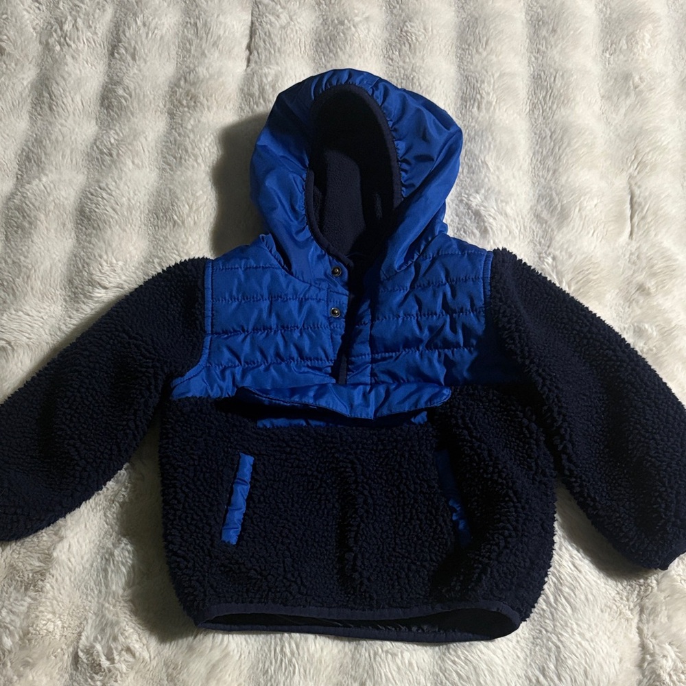 Blue and Navy Hooded Pullover Jacket 2T